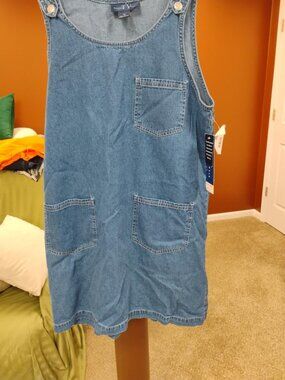 NWT Original TY Wear Denim Jumper Dress Size 16 Cotton Pinafore